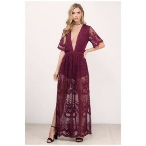 New Maroon Maxi Dress with Liner inside, S